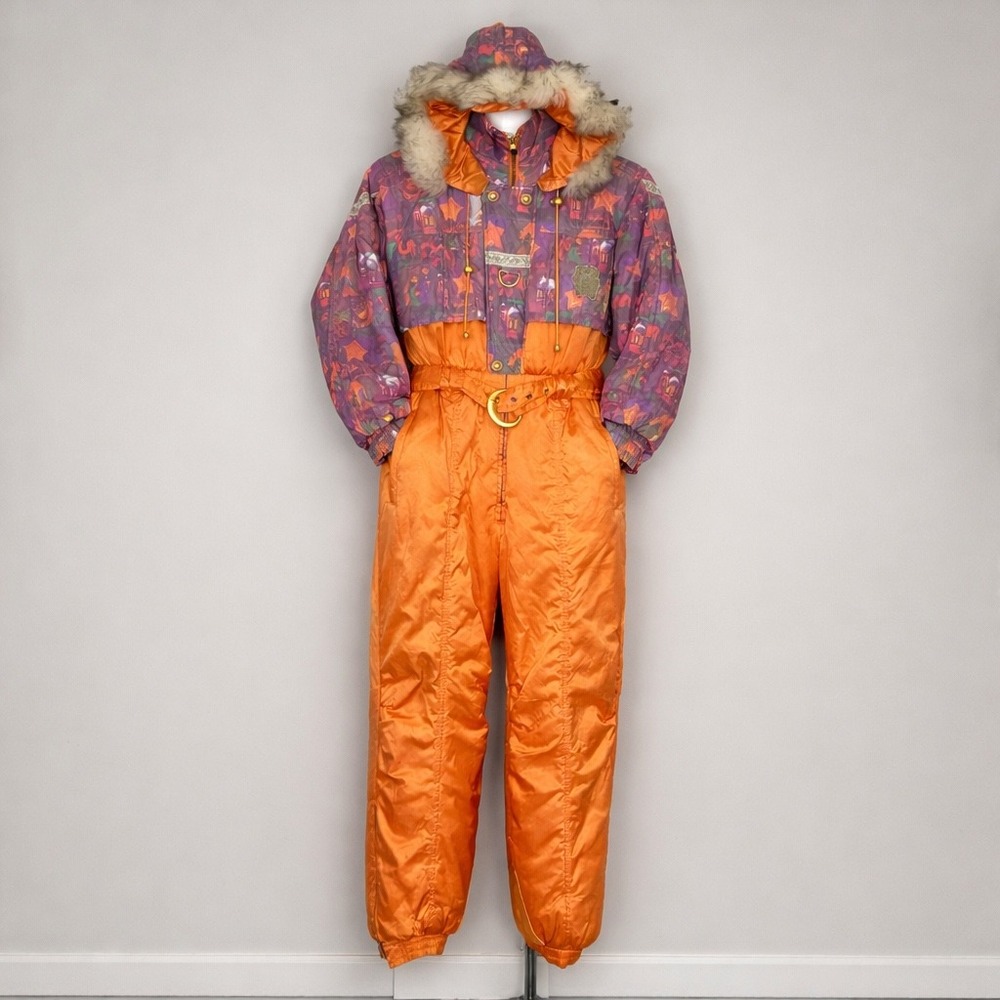 80s Pierre Cardin Snowsuit One Piece Retro Après Ski Avant-Garde Women's S/M Vtg